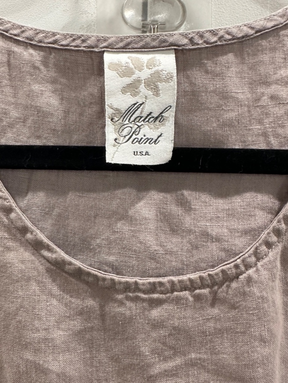 Match Point USA Taupe Linen Sleeveless Tunic Top Relaxed Fit Boh